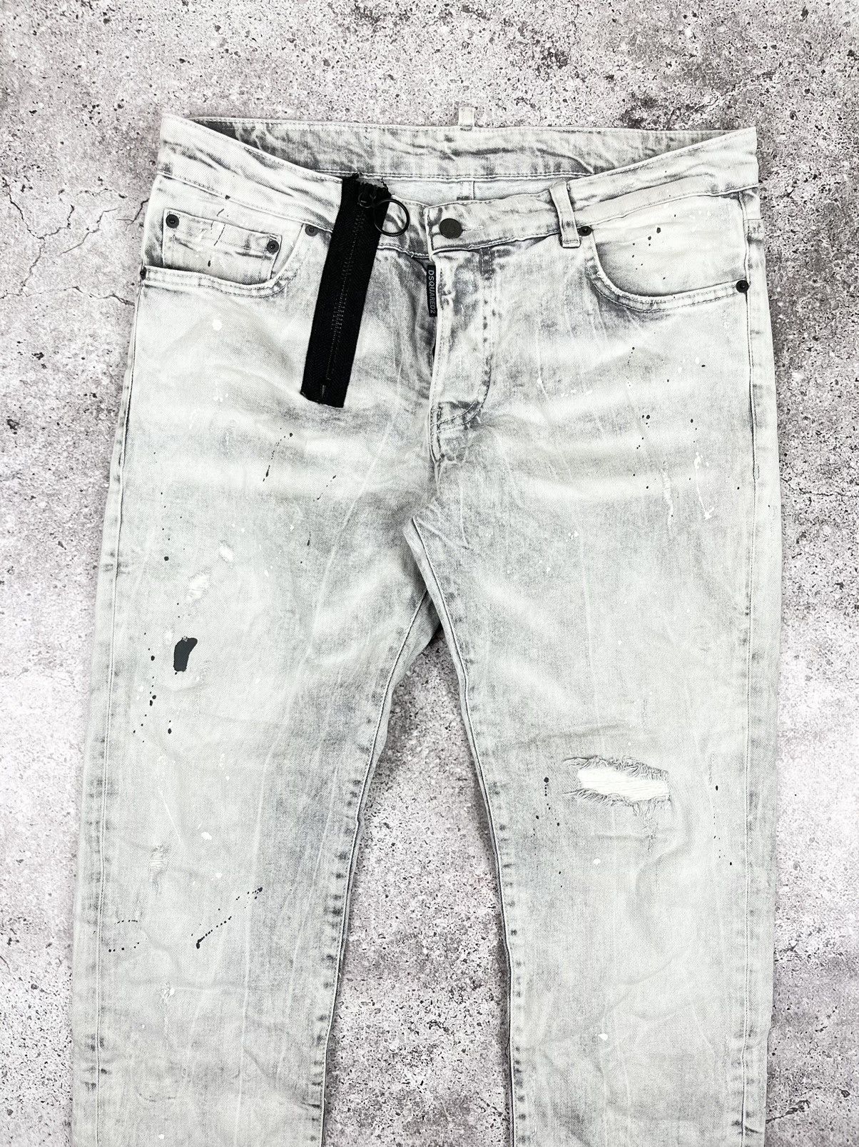 Dsquared2 Dsquared2 2019 White Painted Distressed Denim Pants Size US 34 / EU 50 - 4 Thumbnail