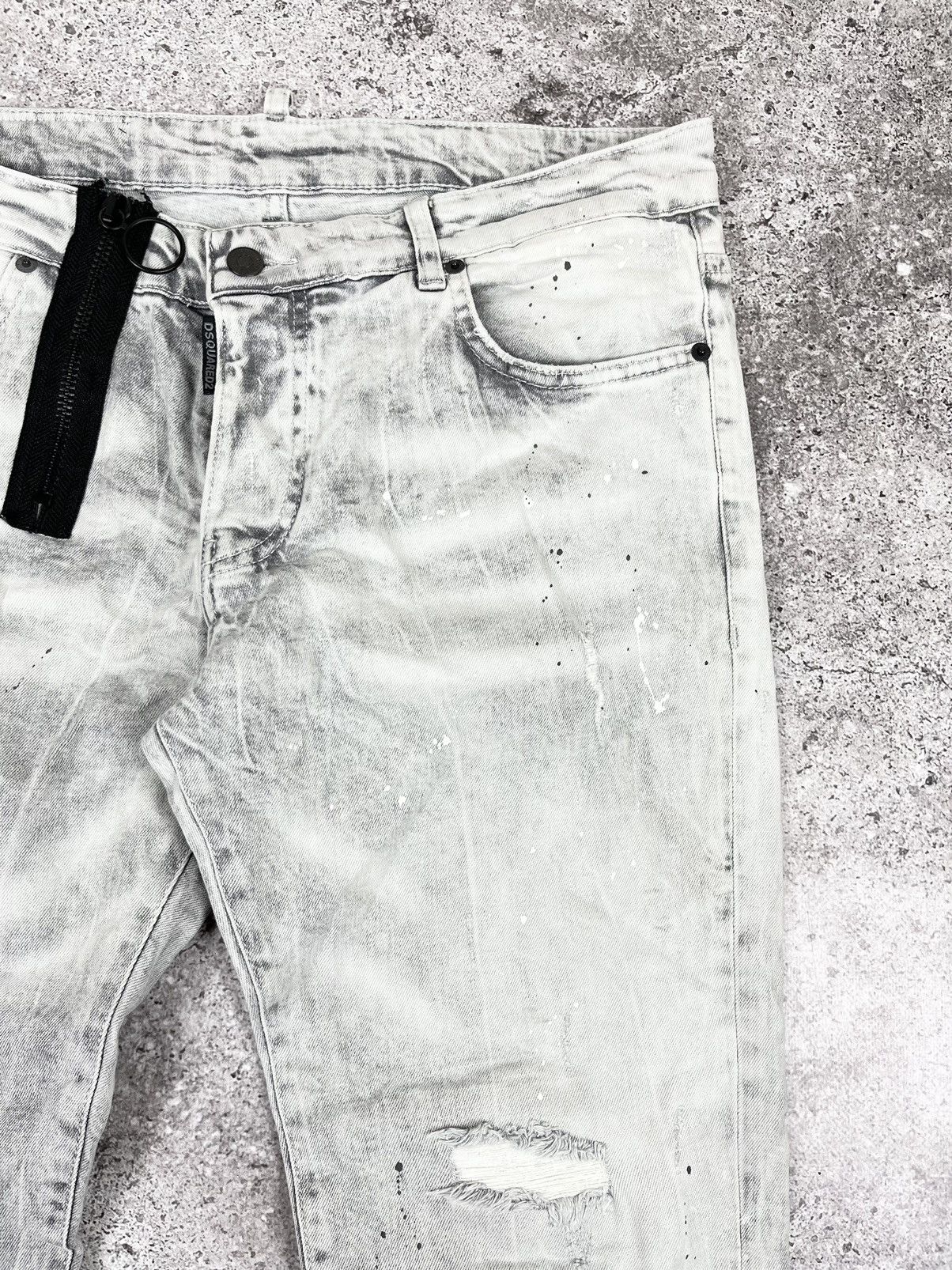 Dsquared2 Dsquared2 2019 White Painted Distressed Denim Pants Size US 34 / EU 50 - 6 Thumbnail