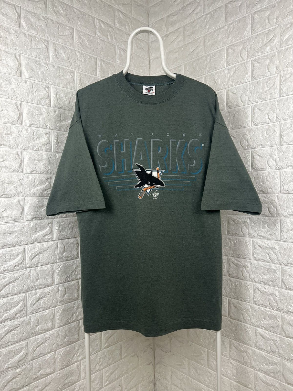 NHL × Vintage Vintage 90s San Jose Sharks Single Stitch Shirt Size US XL / EU 56 / 4 - 1 Thumbnail