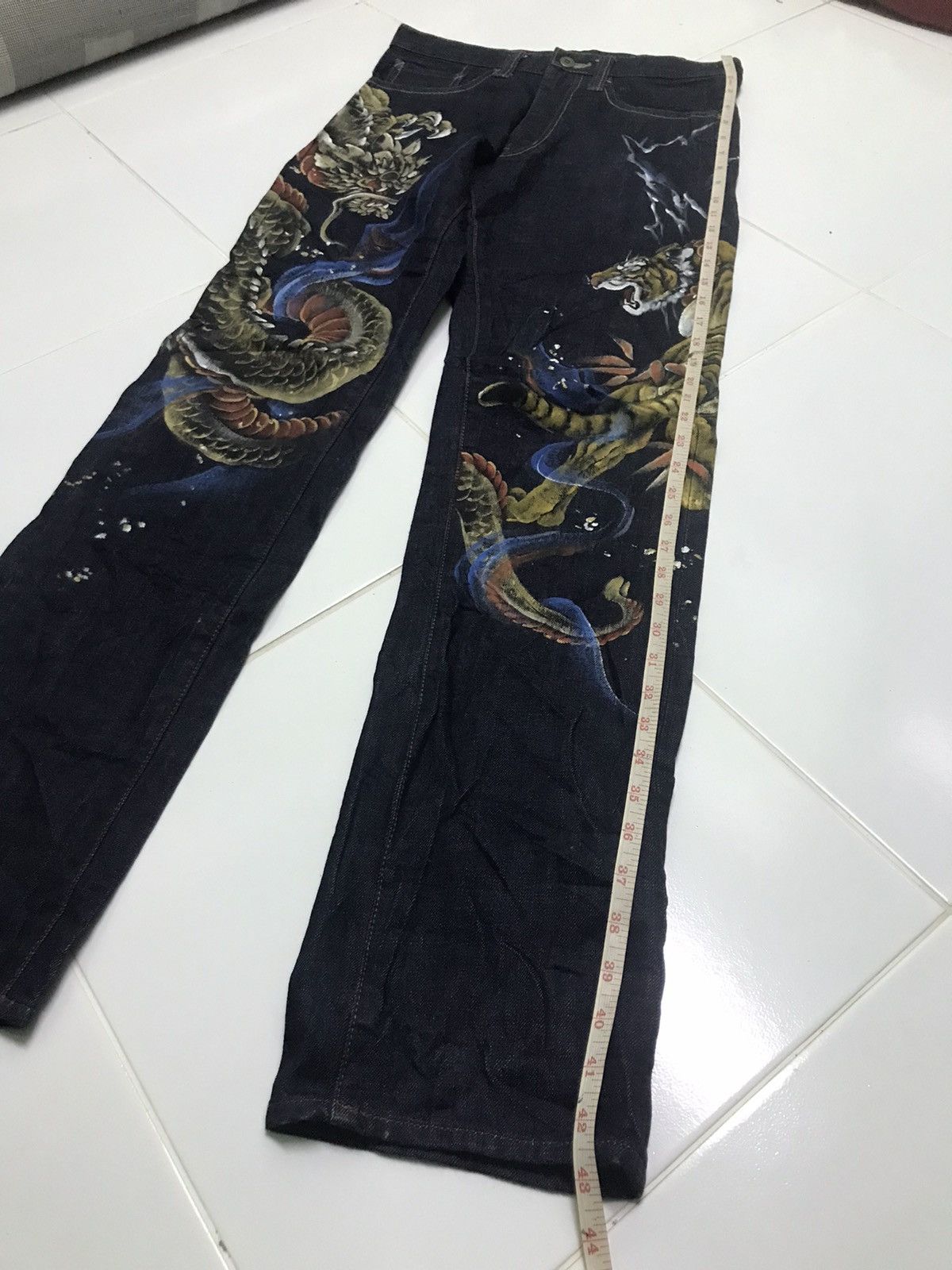 Japanese Brand Zen dragon vs tiger denim jeans Size US 30 / EU 46 - 13 Thumbnail