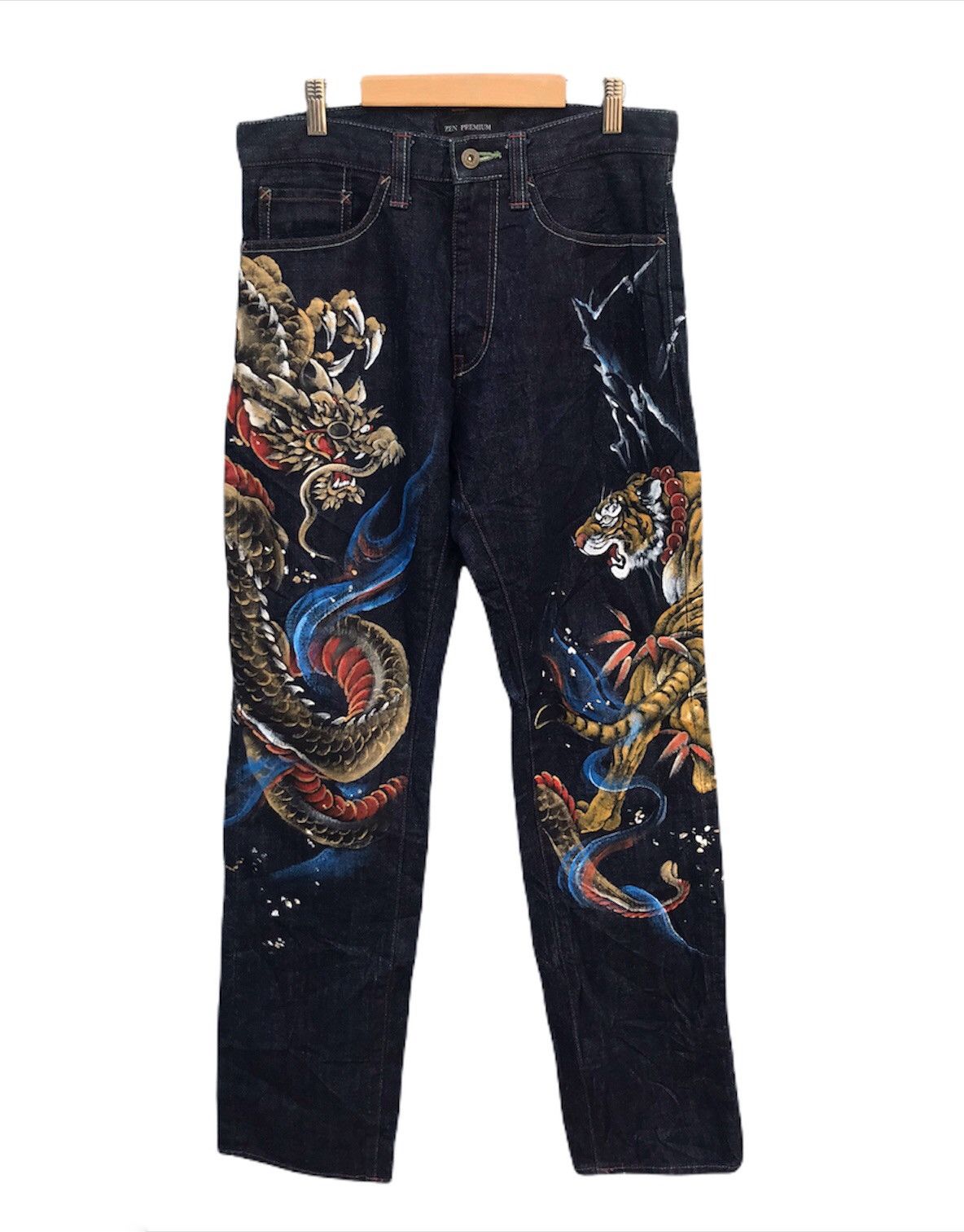 Japanese Brand Zen dragon vs tiger denim jeans Size US 30 / EU 46 - 1 Thumbnail