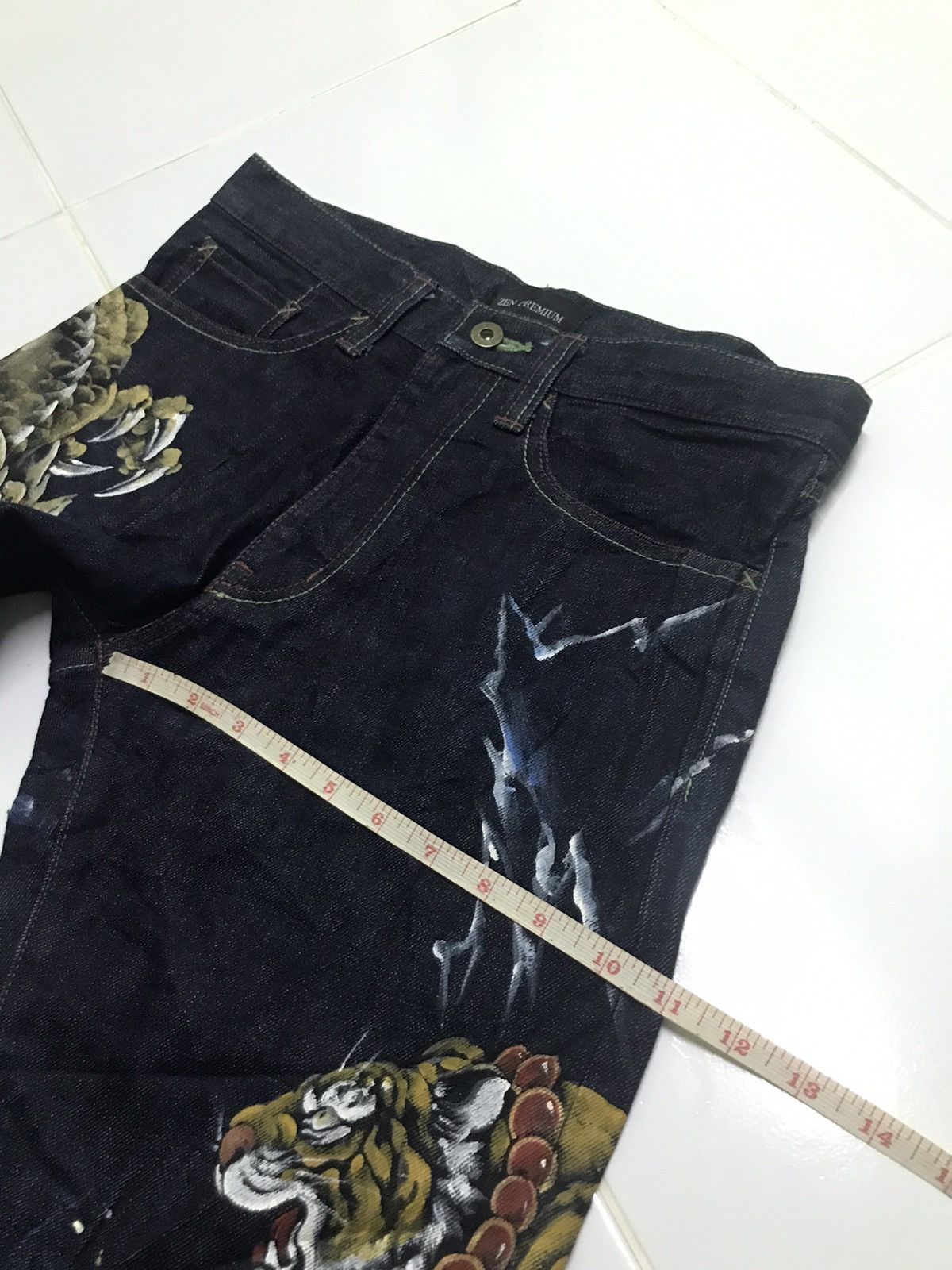 Japanese Brand Zen dragon vs tiger denim jeans Size US 30 / EU 46 - 11 Thumbnail