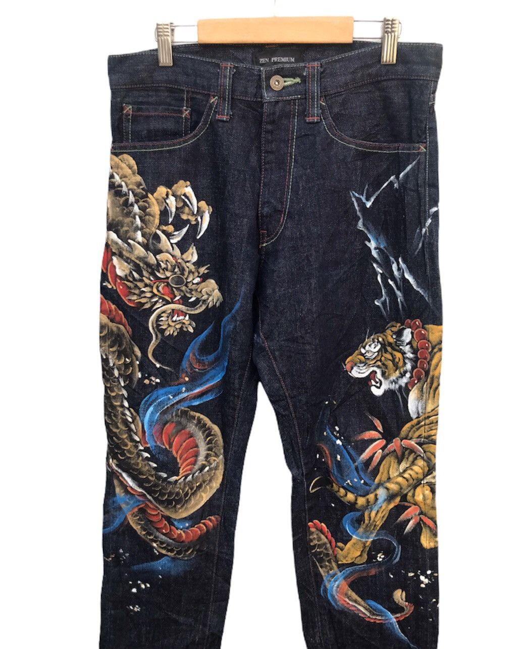 Japanese Brand Zen dragon vs tiger denim jeans Size US 30 / EU 46 - 2 Thumbnail