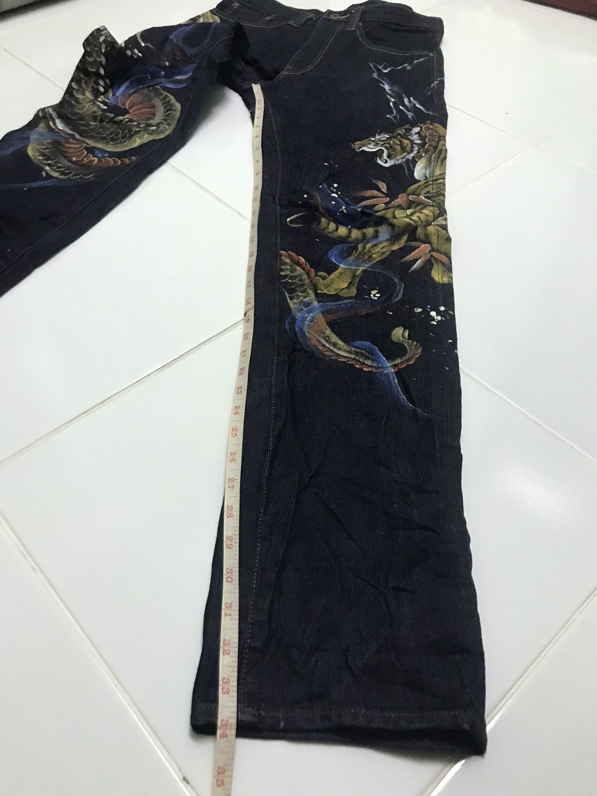 Japanese Brand Zen dragon vs tiger denim jeans Size US 30 / EU 46 - 14 Thumbnail
