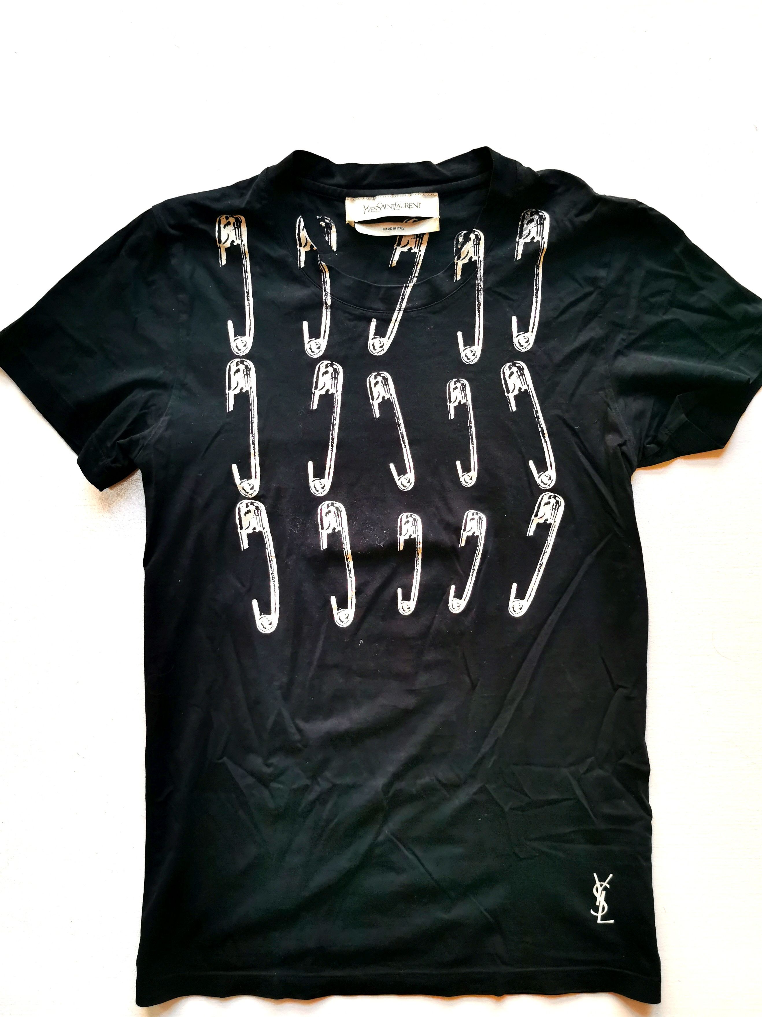 image of YVES Saint Laurent YSL Safety Pin T-Shirt in Black, Men's (Size XS)