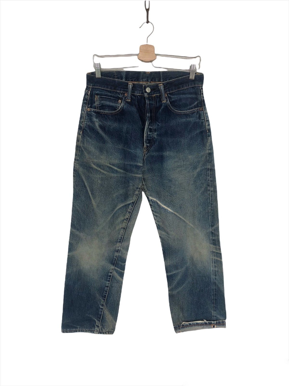 KOJIMA GENES GRAIL🔥80s Gowest 🇯🇵 Damage Done Distressed Selvaged Denim Size US 30 / EU 46 - 3 Thumbnail