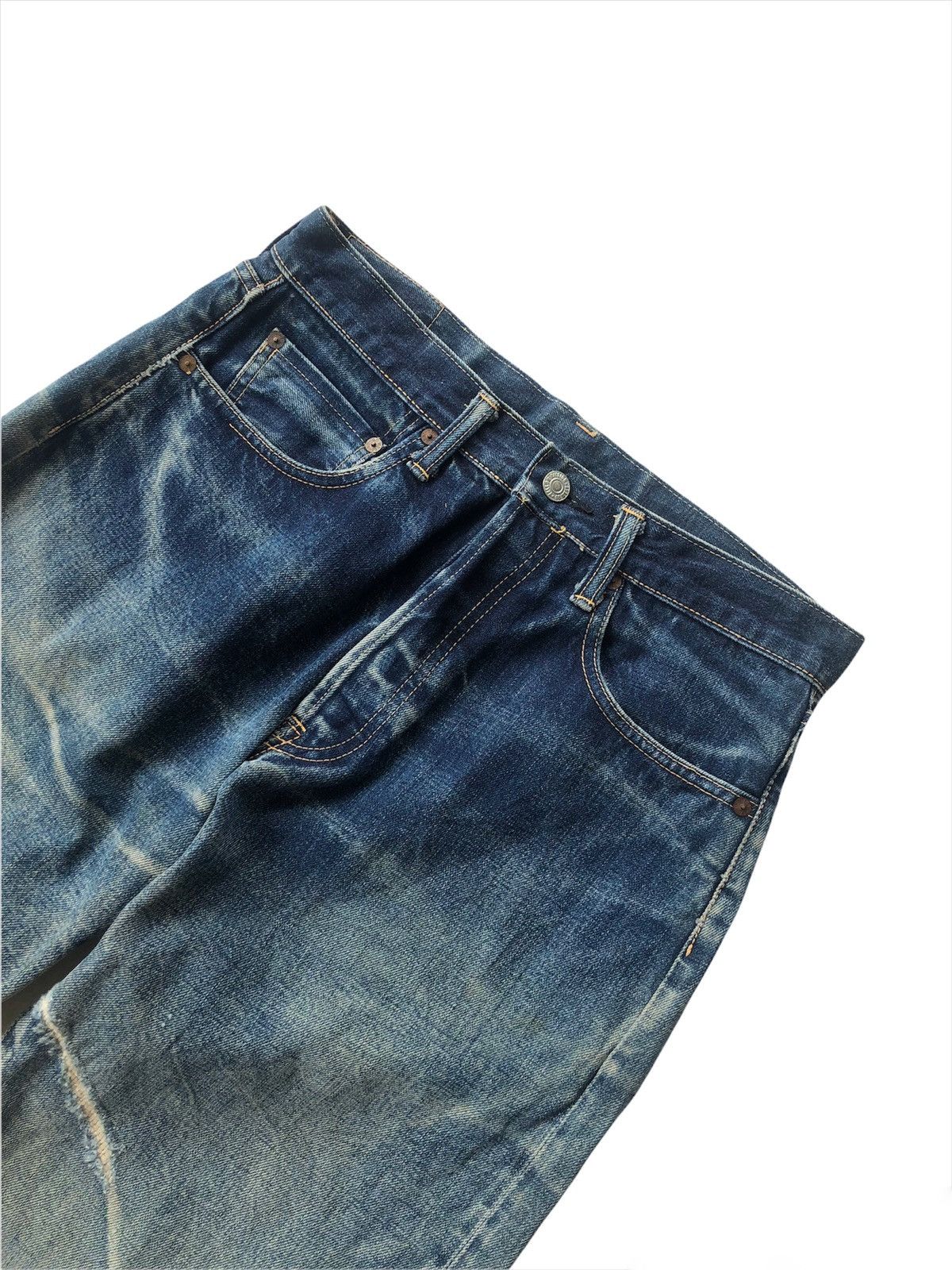 KOJIMA GENES GRAIL🔥80s Gowest 🇯🇵 Damage Done Distressed Selvaged Denim Size US 30 / EU 46 - 2 Thumbnail