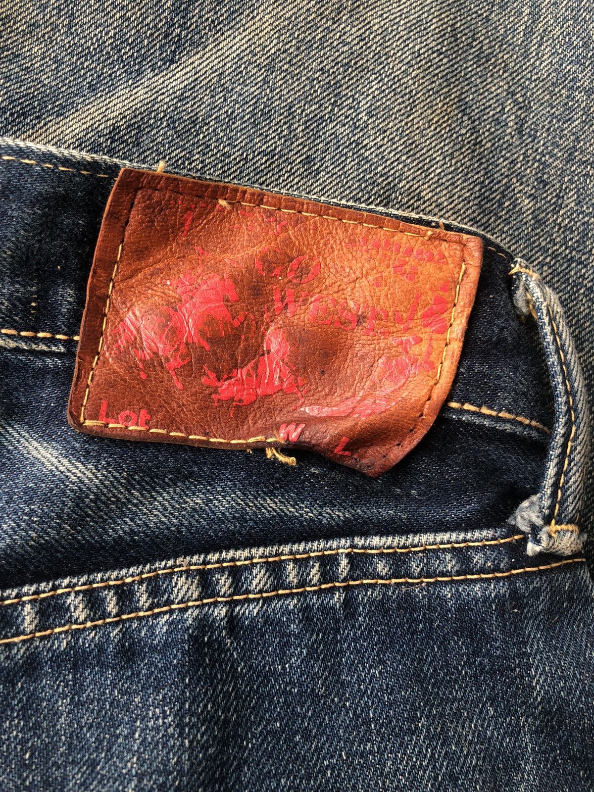KOJIMA GENES GRAIL🔥80s Gowest 🇯🇵 Damage Done Distressed Selvaged Denim Size US 30 / EU 46 - 9 Thumbnail