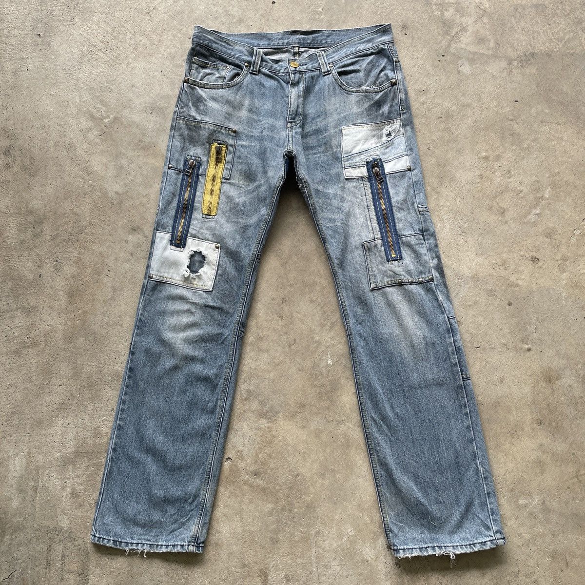 Japanese Brand Japanese Vintage Faded Tactical Zip Denim Jeans Pants W35 Size US 35 - 1 Thumbnail
