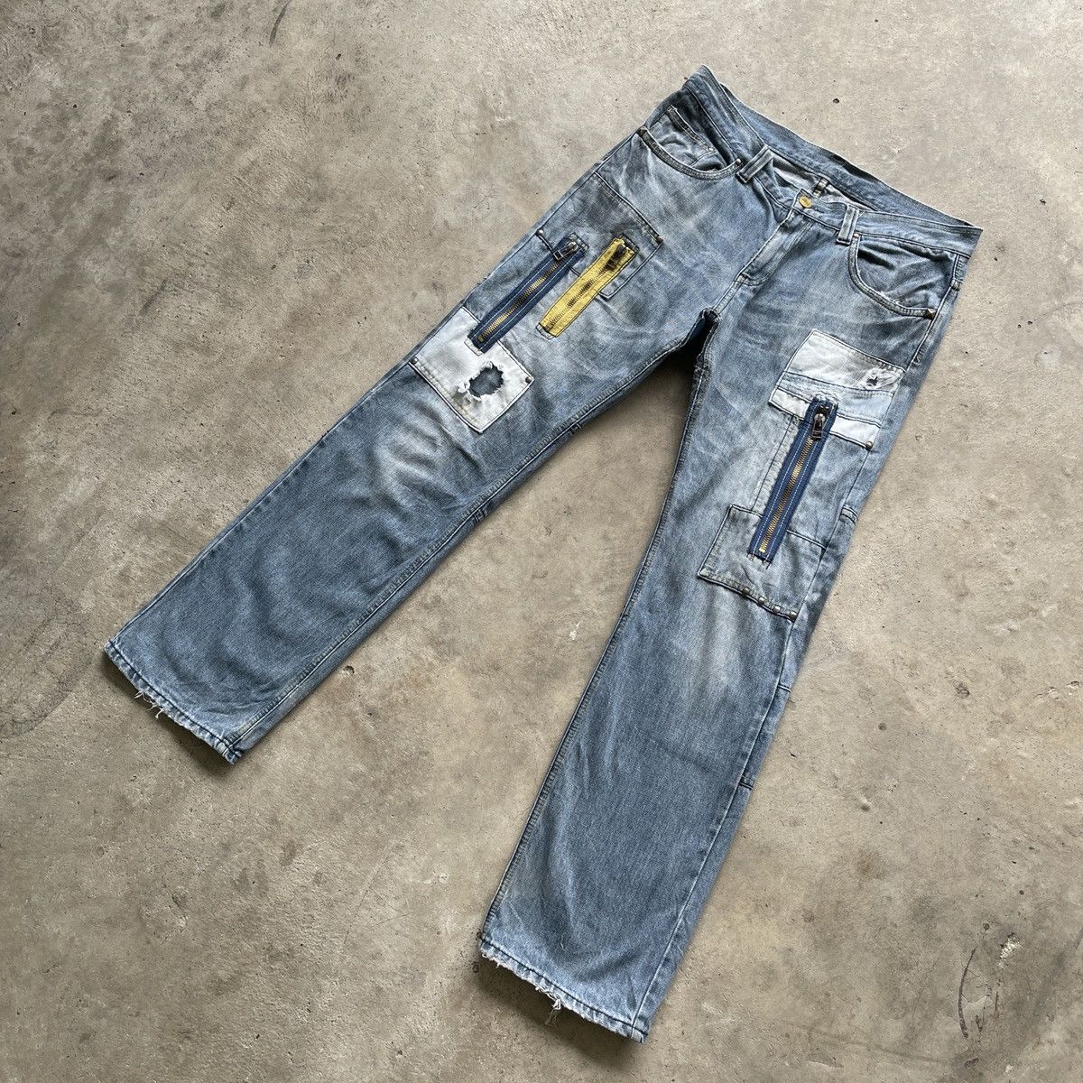 Japanese Brand Japanese Vintage Faded Tactical Zip Denim Jeans Pants W35 Size US 35 - 2 Thumbnail