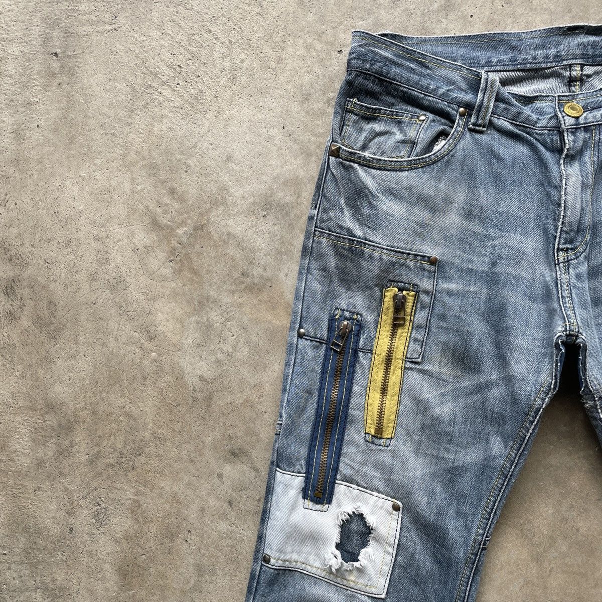 Japanese Brand Japanese Vintage Faded Tactical Zip Denim Jeans Pants W35 Size US 35 - 5 Thumbnail