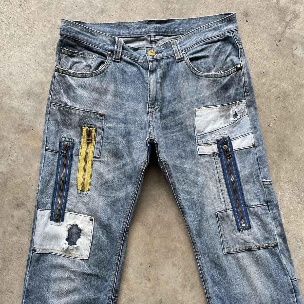 Japanese Brand Japanese Vintage Faded Tactical Zip Denim Jeans Pants W35 Size US 35 - 3 Thumbnail