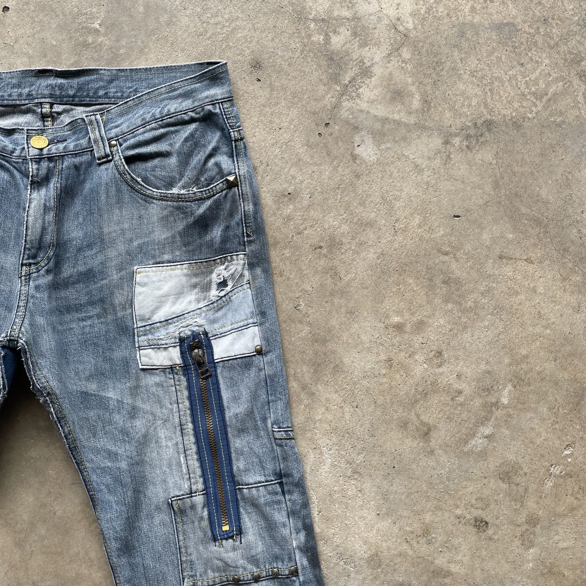 Japanese Brand Japanese Vintage Faded Tactical Zip Denim Jeans Pants W35 Size US 35 - 6 Thumbnail