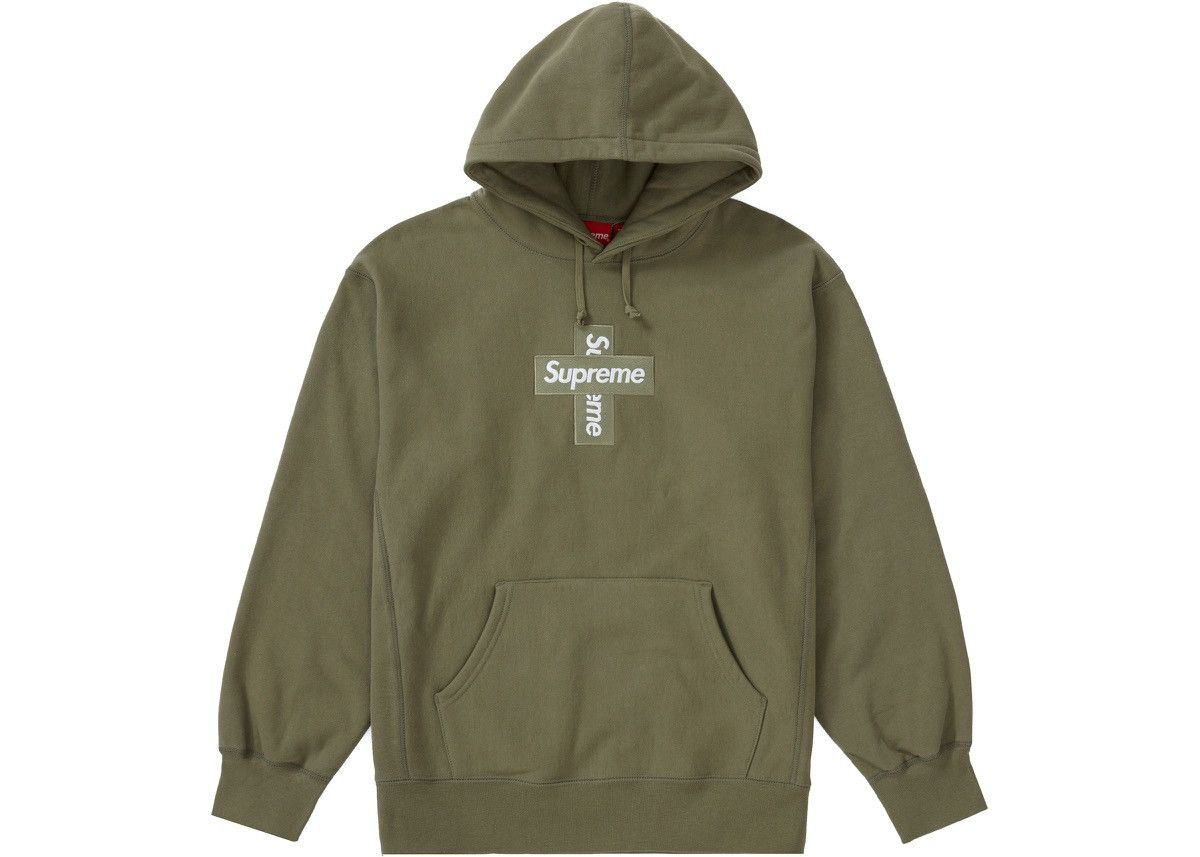 Olive Green Supreme Box Logo Hoodie | Grailed