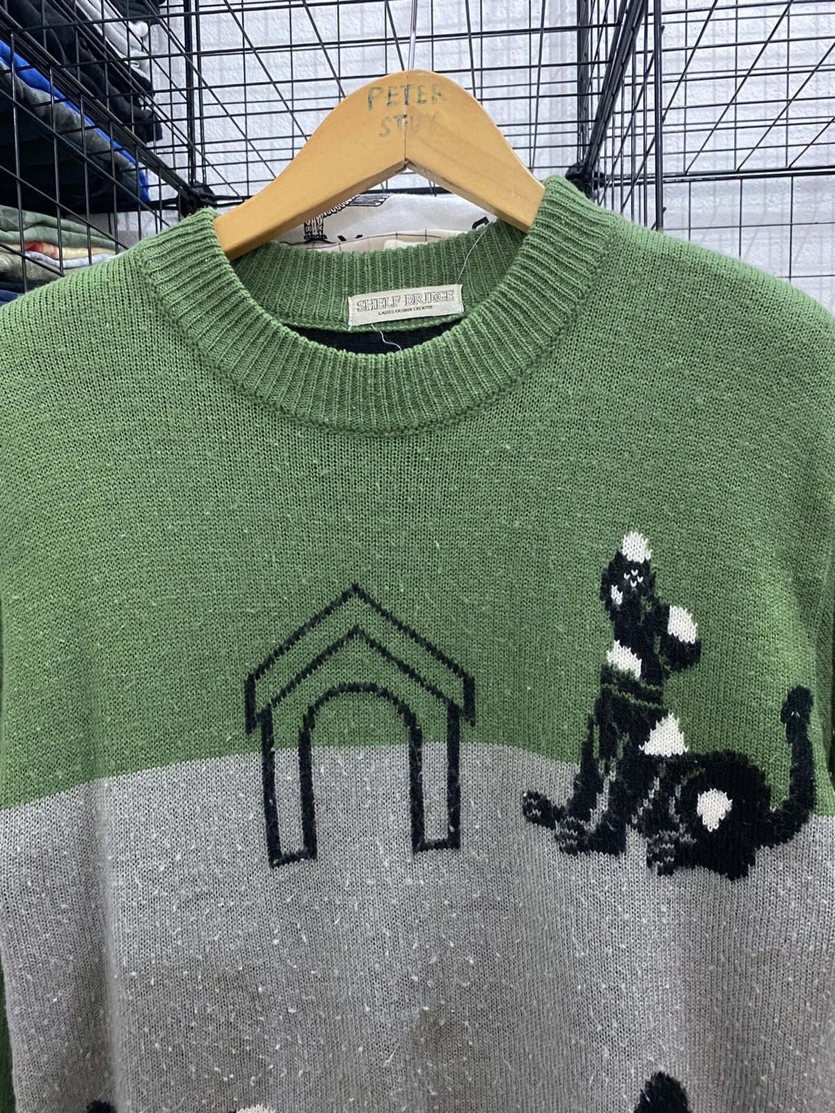 Japanese Brand Vintage Shelf Bridge Knitwear Dog At Home Photo Size US M / EU 48-50 / 2 - 3 Thumbnail