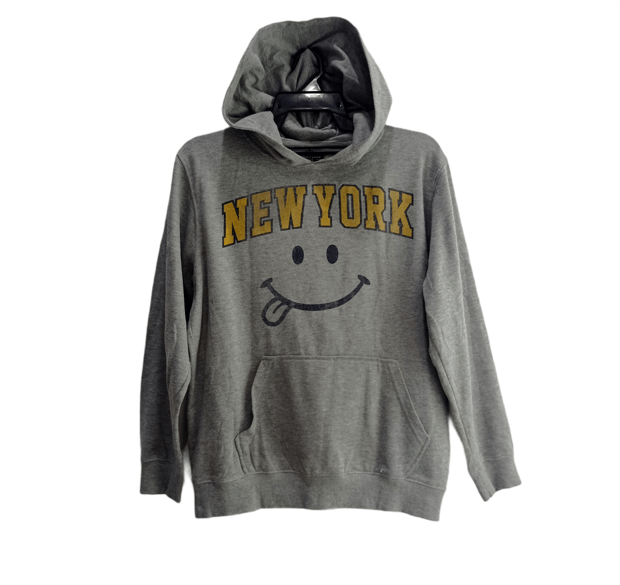 image of New York Vintage Harvey Ball Smile Face Sweatshirts Hoodie in Light Gray, Men's (Size Large)