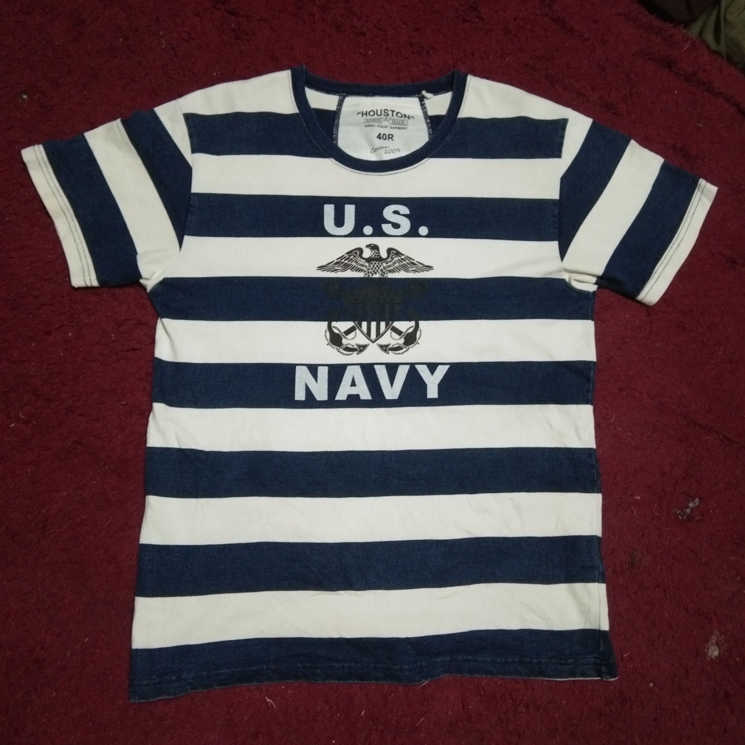 Japanese Brand Houston US NAVY Stripe Tshirts Size US L / EU 52-54 / 3 - 1 Thumbnail