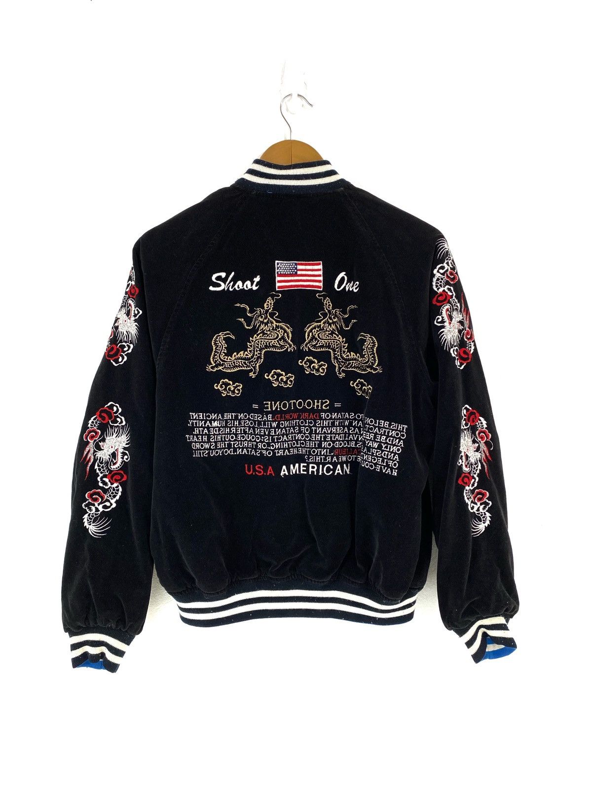 Japanese Brand Sukajan Reversible Jacket Velvet Embroidery Dragon Shoot One Size US M / EU 48-50 / 2 - 2 Thumbnail