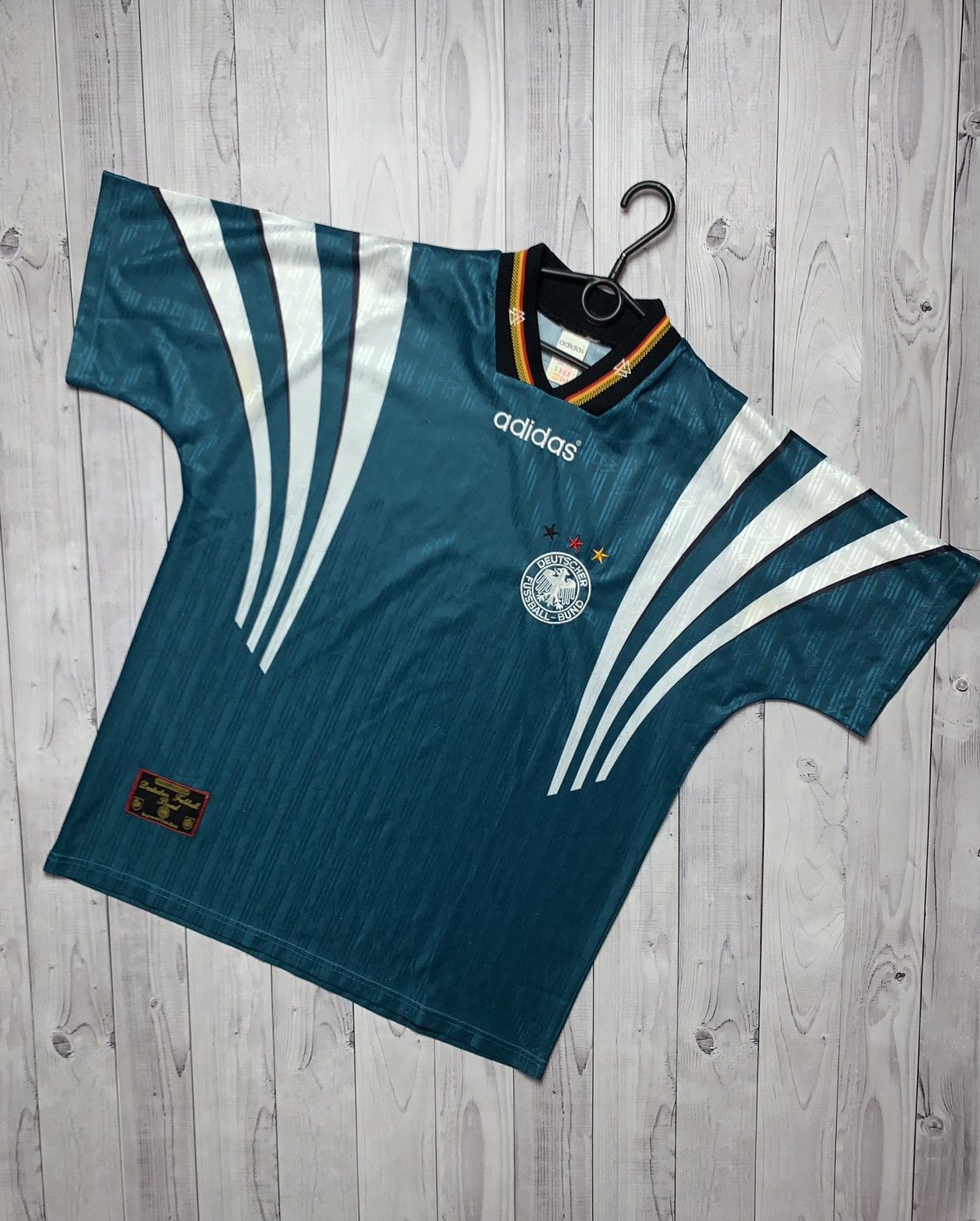 Adidas × Vintage Vintage soccer jersey adidas Deutschland Green Away Size US L / EU 52-54 / 3 - 1 Thumbnail