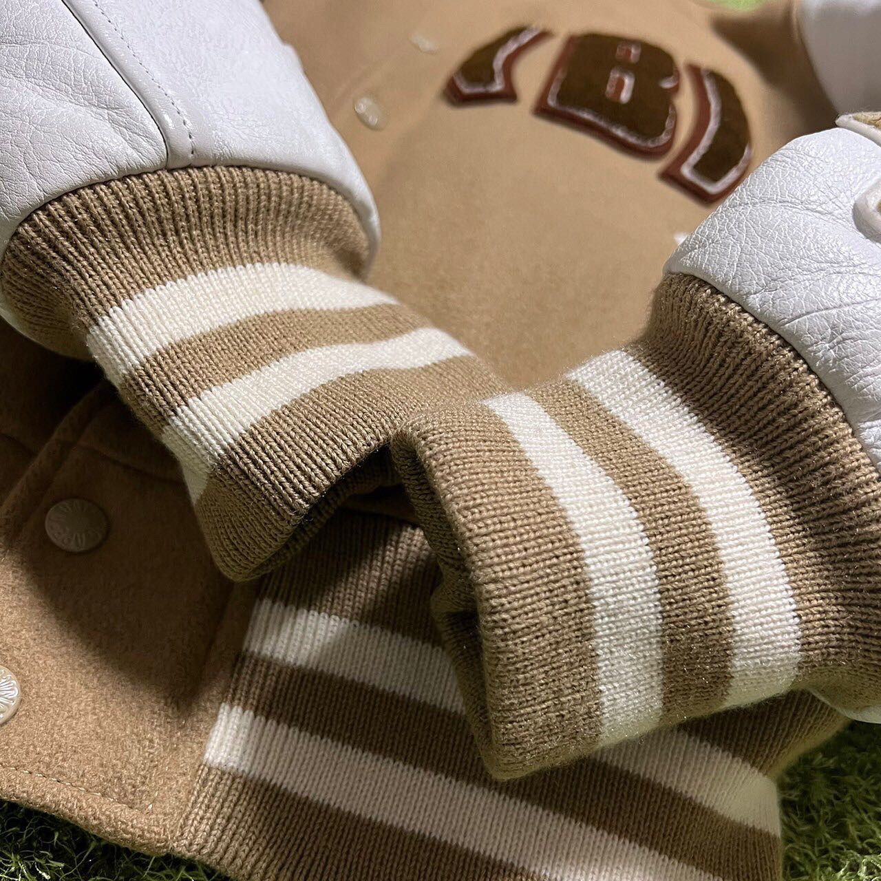 Bape BAPE versity jacket beige/White Size US S / EU 44-46 / 1 - 2 Thumbnail