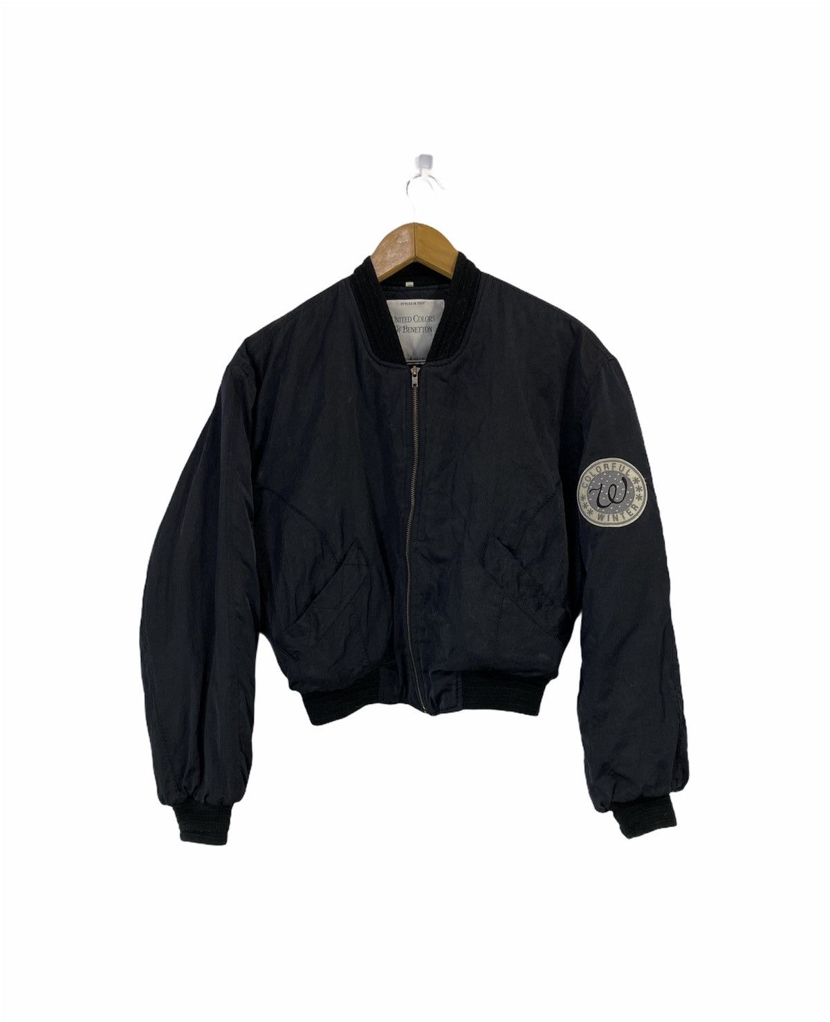 United Colors Of Benetton United Color Of Benetton Cropped Bomber Jacket Floral Logo Size US S / EU 44-46 / 1 - 2 Thumbnail