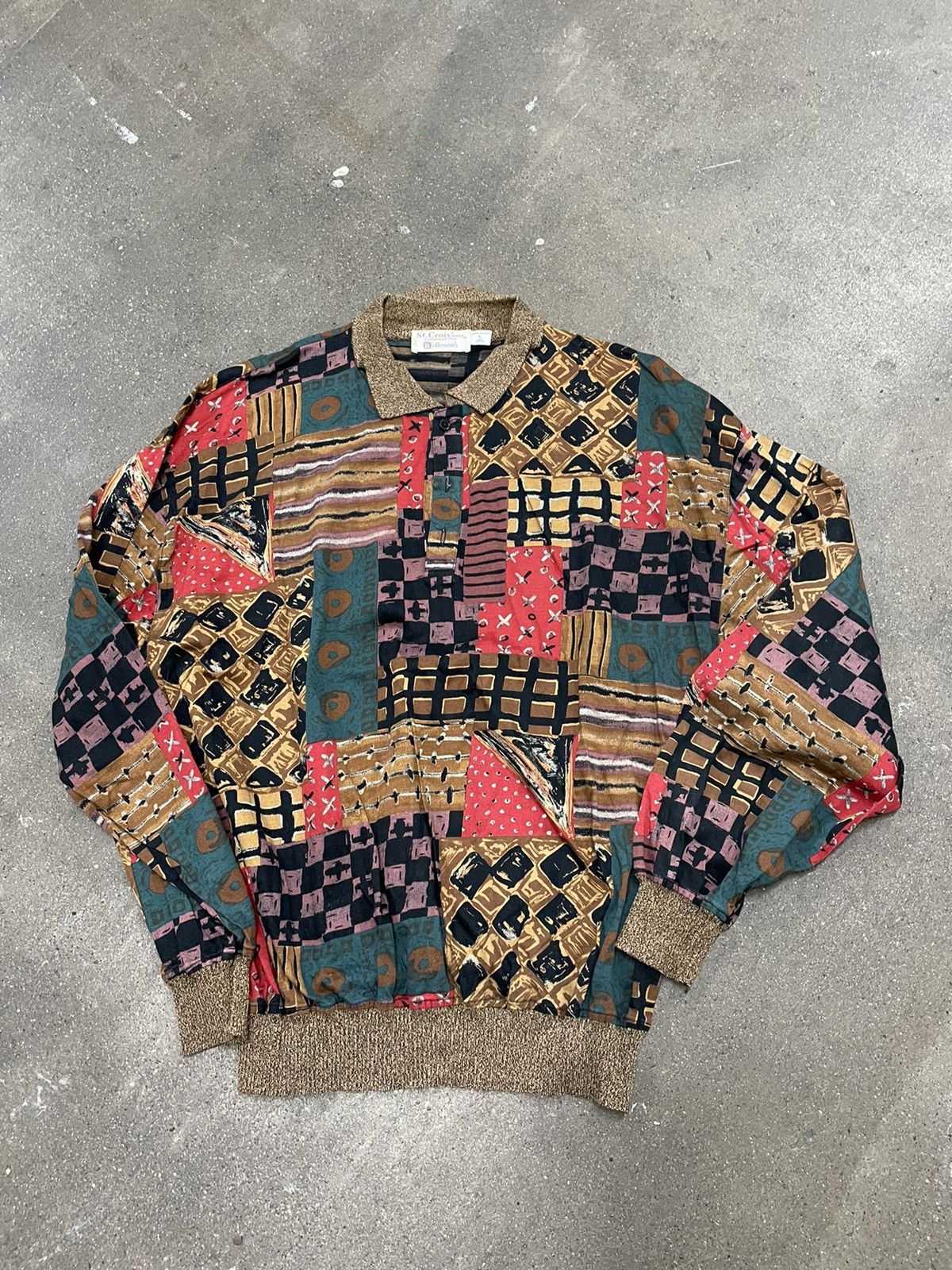 Vintage Vintage Funky Patchwork Rugby Shirt Size US L / EU 52-54 / 3 - 1 Thumbnail