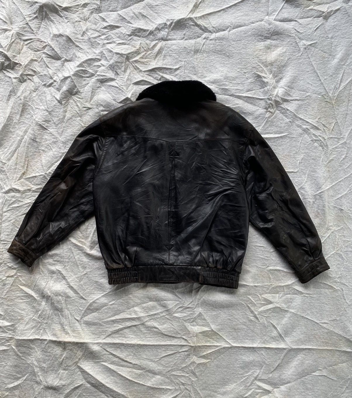 Vintage VINTAGE LEATHER BLACK MEN JACKET FUR COLLAR Size US M / EU 48-50 / 2 - 4 Thumbnail