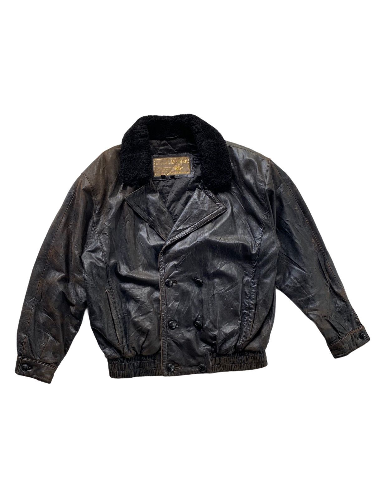 Vintage VINTAGE LEATHER BLACK MEN JACKET FUR COLLAR Size US M / EU 48-50 / 2 - 1 Thumbnail