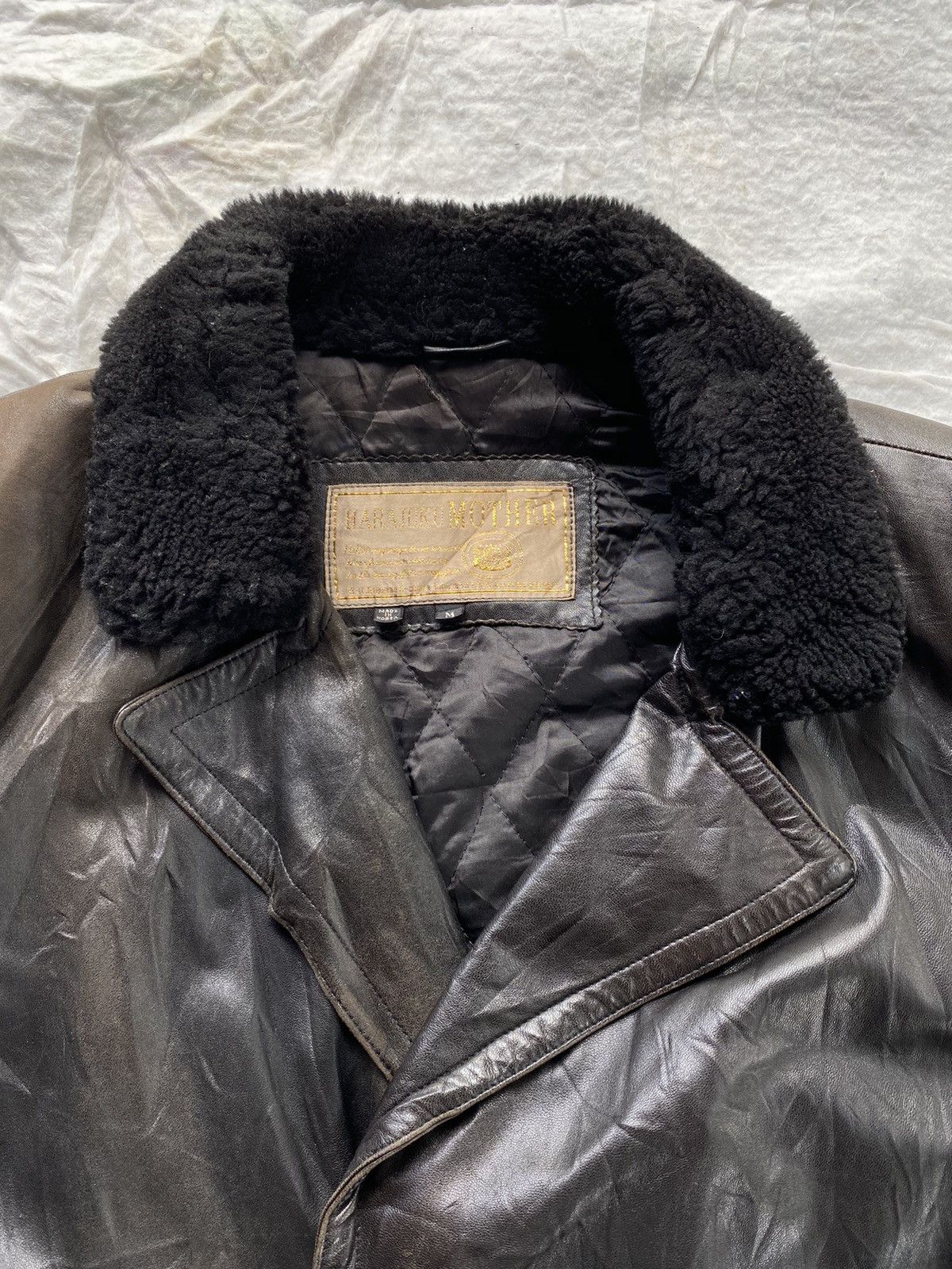Vintage VINTAGE LEATHER BLACK MEN JACKET FUR COLLAR Size US M / EU 48-50 / 2 - 6 Thumbnail