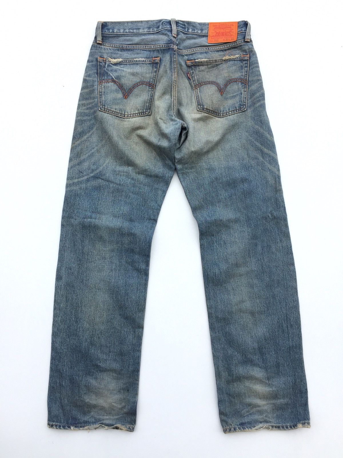 Levi's × Vintage Baggy Jeans Levi’s 503 Distressed Mud Orange Blue Size US 33 - 1 Thumbnail