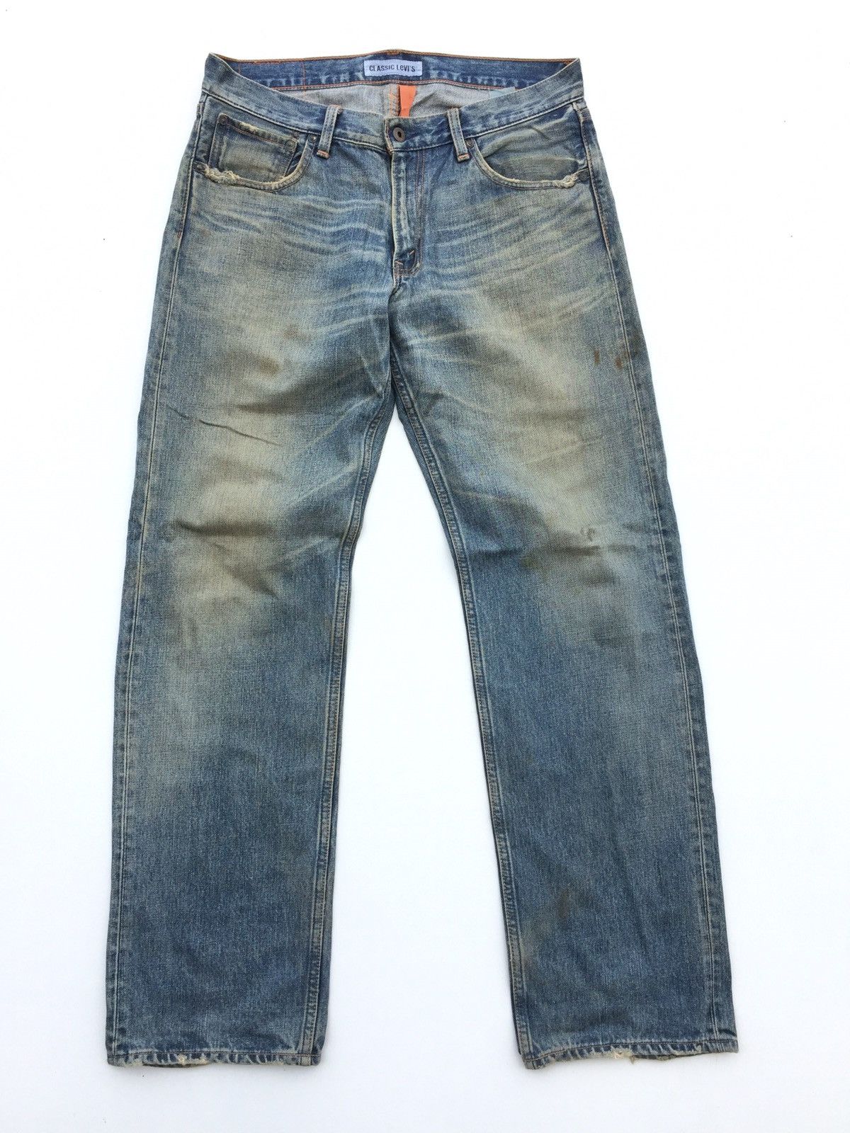 Levi's × Vintage Baggy Jeans Levi’s 503 Distressed Mud Orange Blue Size US 33 - 2 Thumbnail