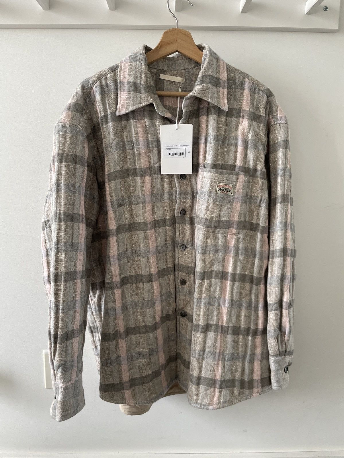 Our Legacy × Stussy Borrowed jacket pale linen check | Grailed