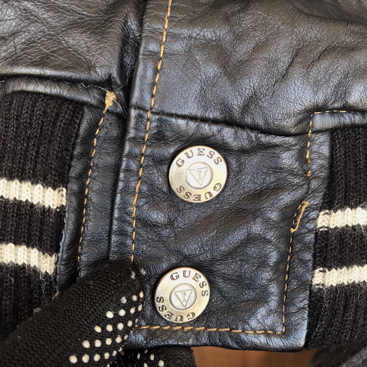 Guess × Vintage Rare Varsity Guess Full leather big Logo spell out Size US S / EU 44-46 / 1 - 10 Thumbnail