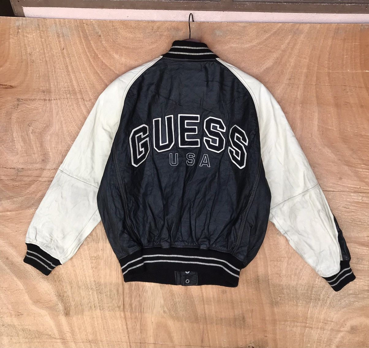Guess × Vintage Rare Varsity Guess Full leather big Logo spell out Size US S / EU 44-46 / 1 - 1 Thumbnail