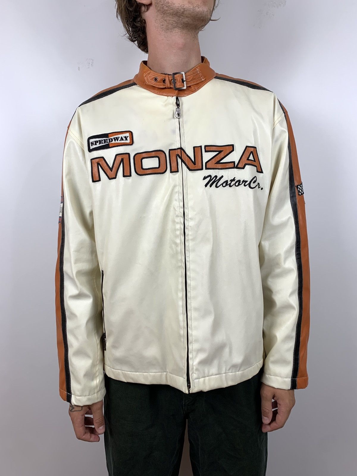 Vintage Vintage Speedway Monza Racing Moto Leather Jacket Size US XXL / EU 58 / 5 - 2 Thumbnail