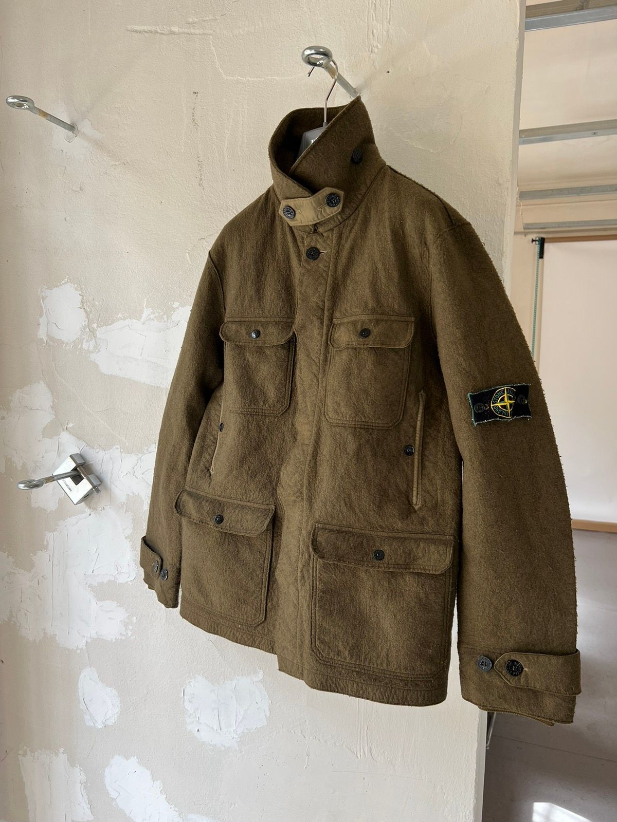 Pre-owned Avant Garde X Italian Designers Stone Island 2005 Parka Wool Blazer Jacket In Dark Green Moss