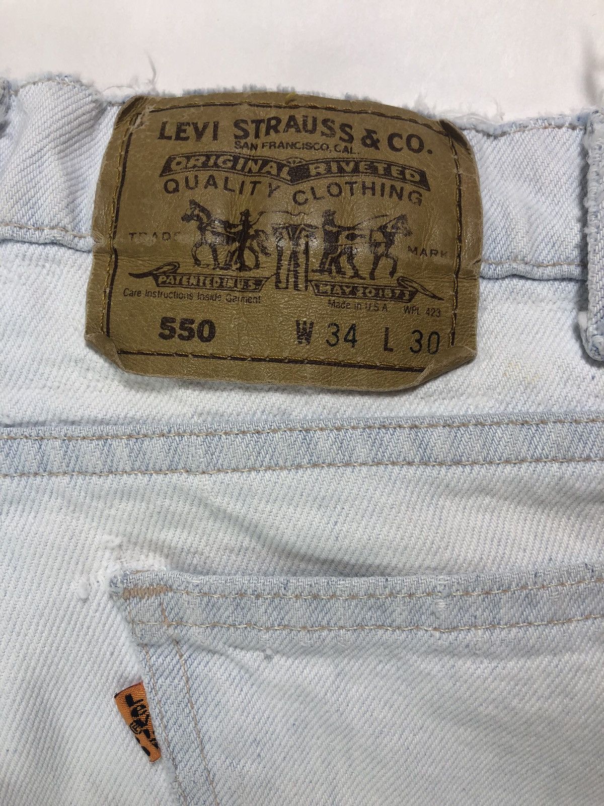 Levi's × Vintage Vintage 90s Levi's 550 Orange Tab Relaxed Distressed Jeans Size US 33 - 10 Thumbnail