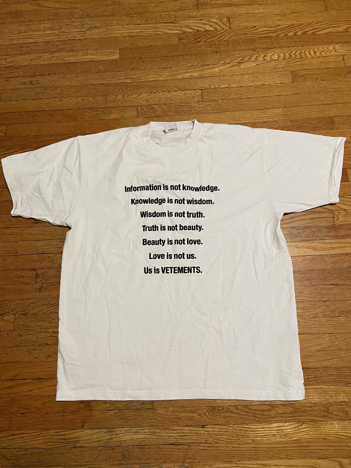 Vetements Vetements Information Slogan T-Shirt | Grailed