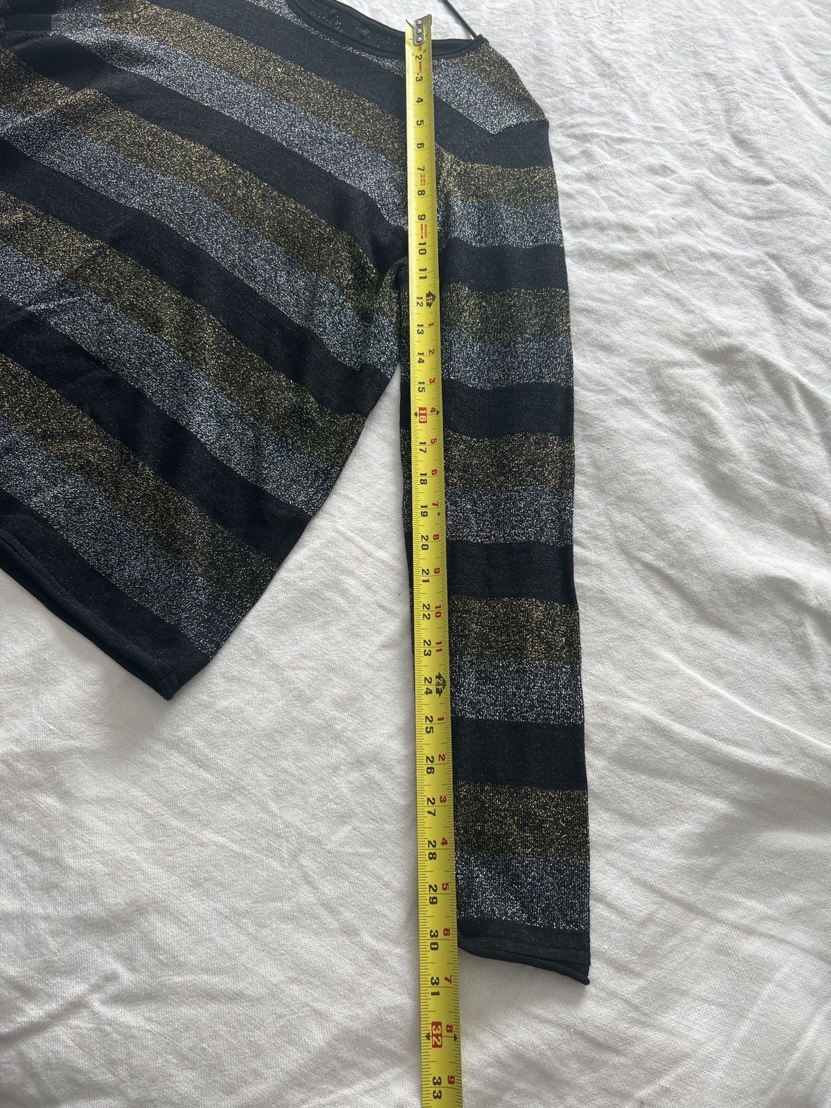 Vintage Vintage Metallic stripe Bowie Bolan boxy crop scoop top Size US M / EU 48-50 / 2 - 6 Thumbnail