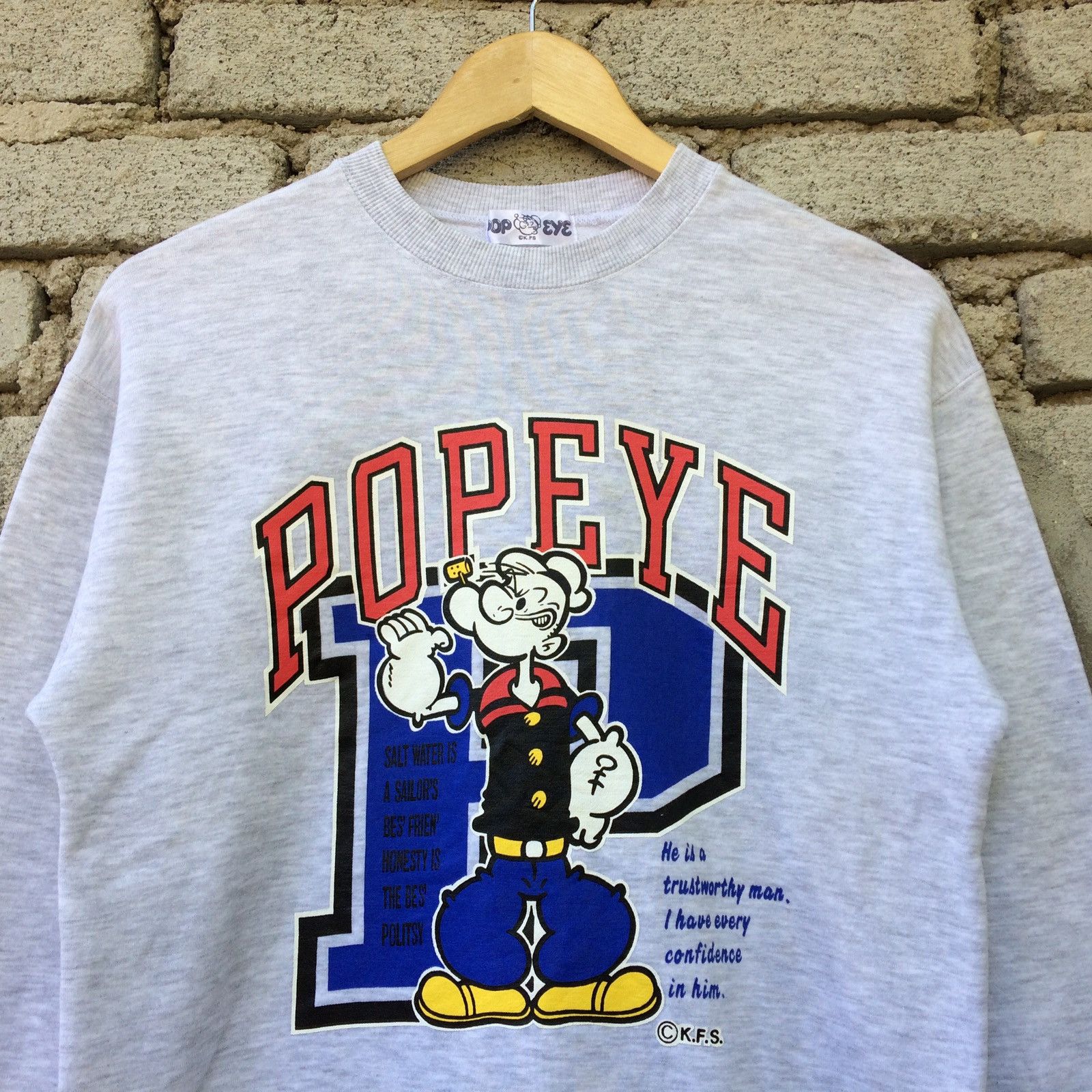 Vintage Popeye Big Logo Pullover Long Sleeve Shirt Size US S / EU 44-46 / 1 - 2 Thumbnail