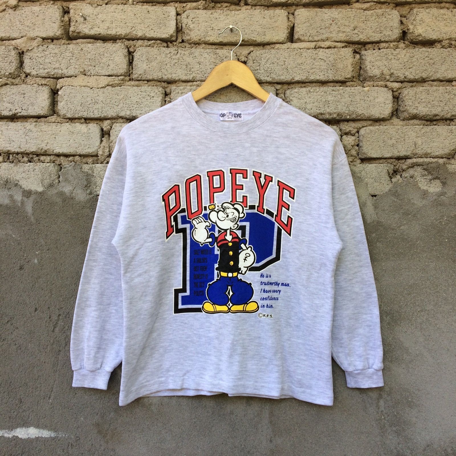 Vintage Popeye Big Logo Pullover Long Sleeve Shirt Size US S / EU 44-46 / 1 - 1 Thumbnail