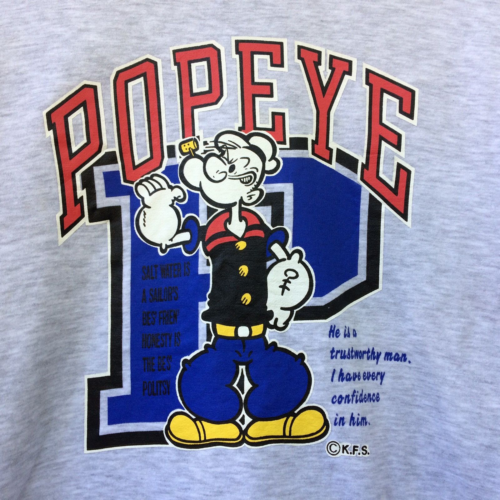 Vintage Popeye Big Logo Pullover Long Sleeve Shirt Size US S / EU 44-46 / 1 - 3 Thumbnail
