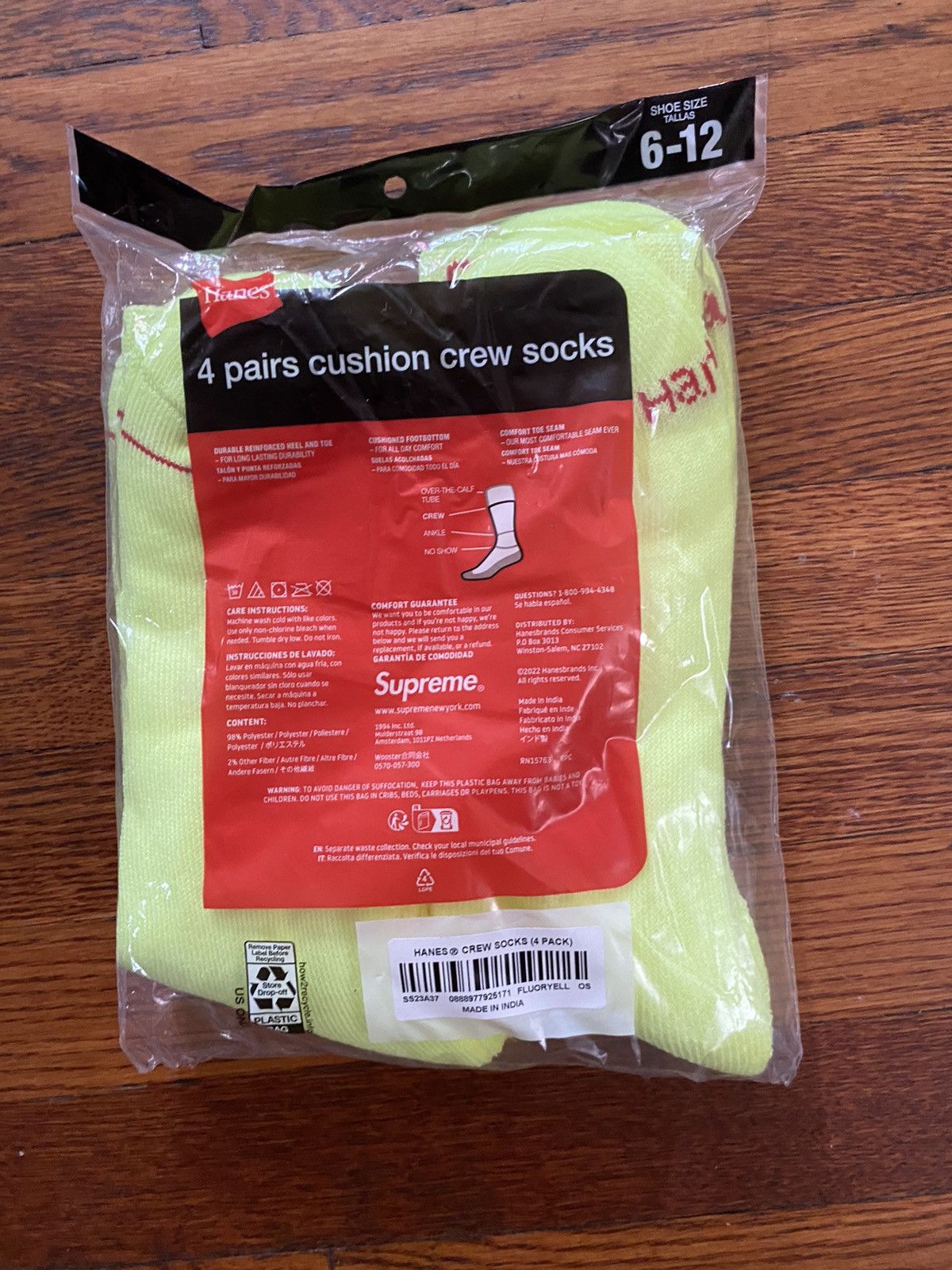 Hanes × Supreme Supreme/Hanes Socks (4 PACK) Size ONE SIZE - 2 Thumbnail