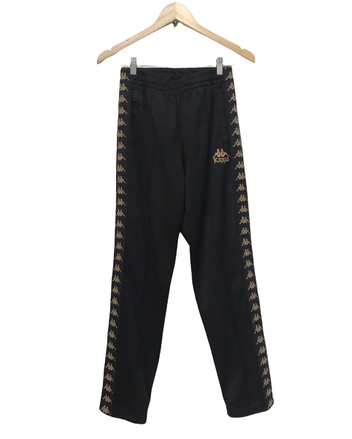 Vintage Kappa Side Tape Black and Gold Track Pants Sweatpants Joggers