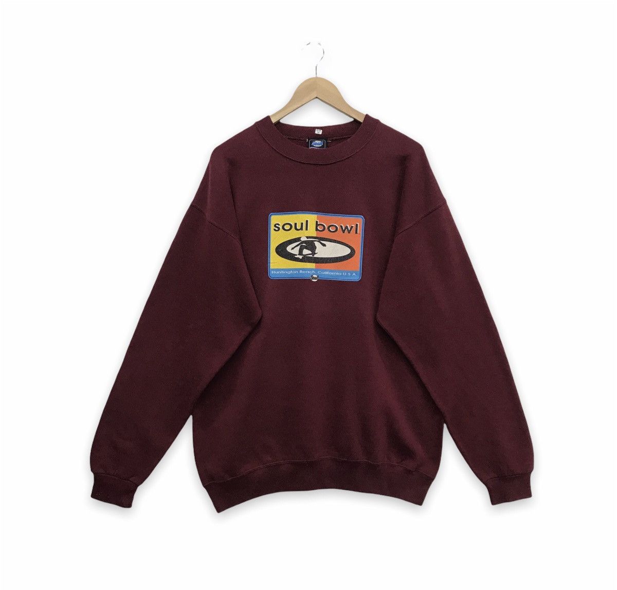 image of Skategang x Vintage Soul Bowl Skate Sweatshirt in Maroon, Men's (Size Large)