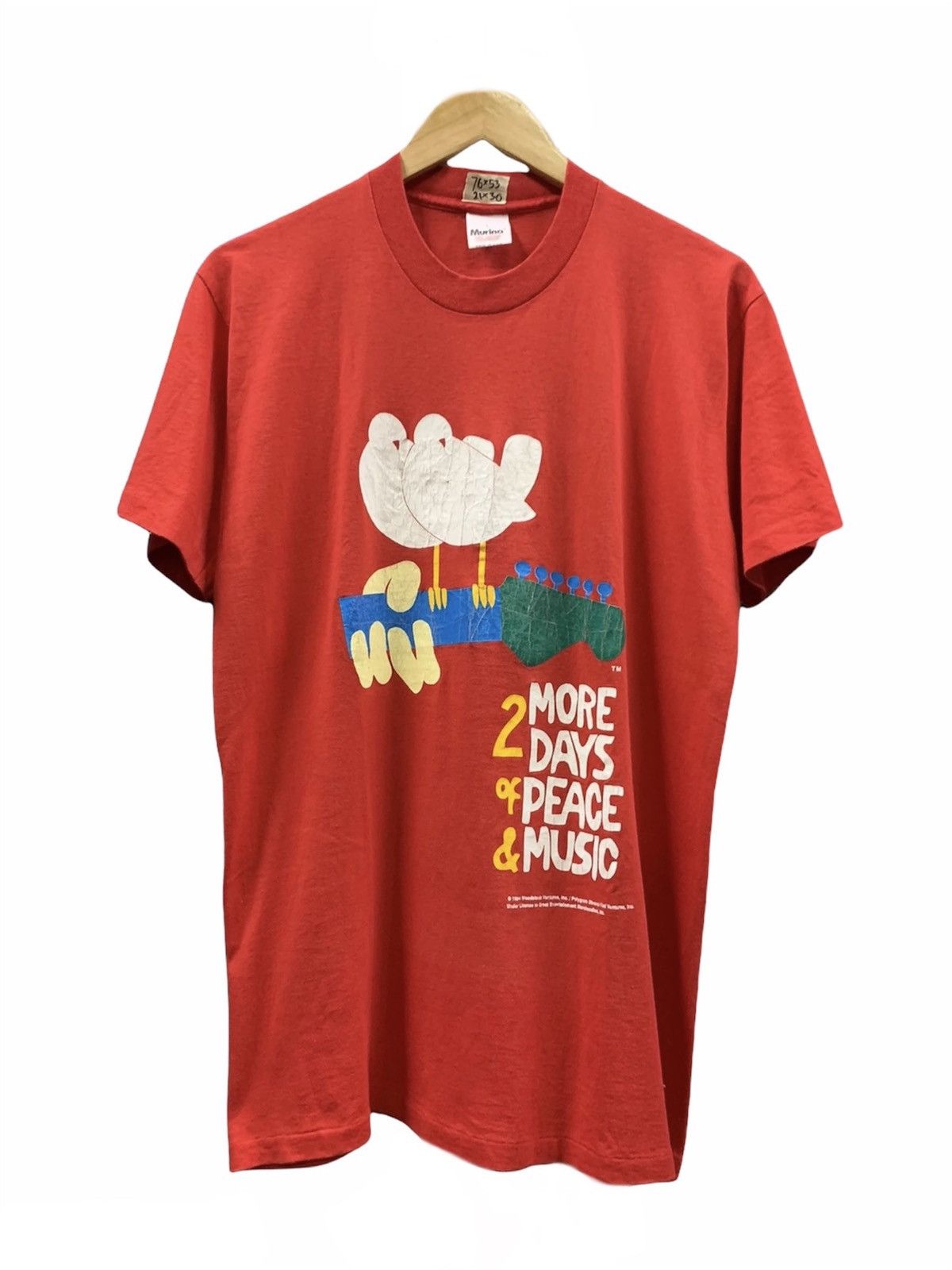 image of Band Tees x Rock Band Vintage 90's Woodstock Tour Band Tshirt in Red, Men's (Size Large)