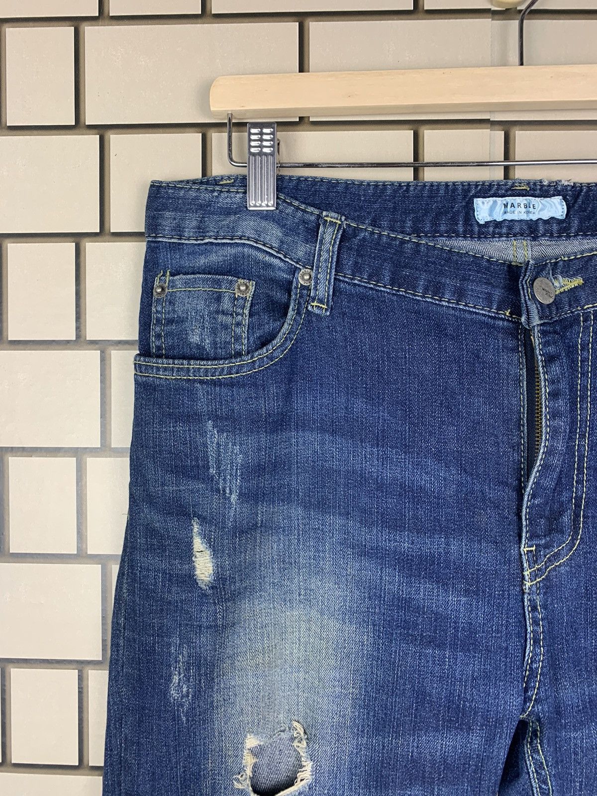 If Six Was Nine × Japanese Brand Japanese Brand Marble Distressed Denim Size US 34 / EU 50 - 4 Thumbnail
