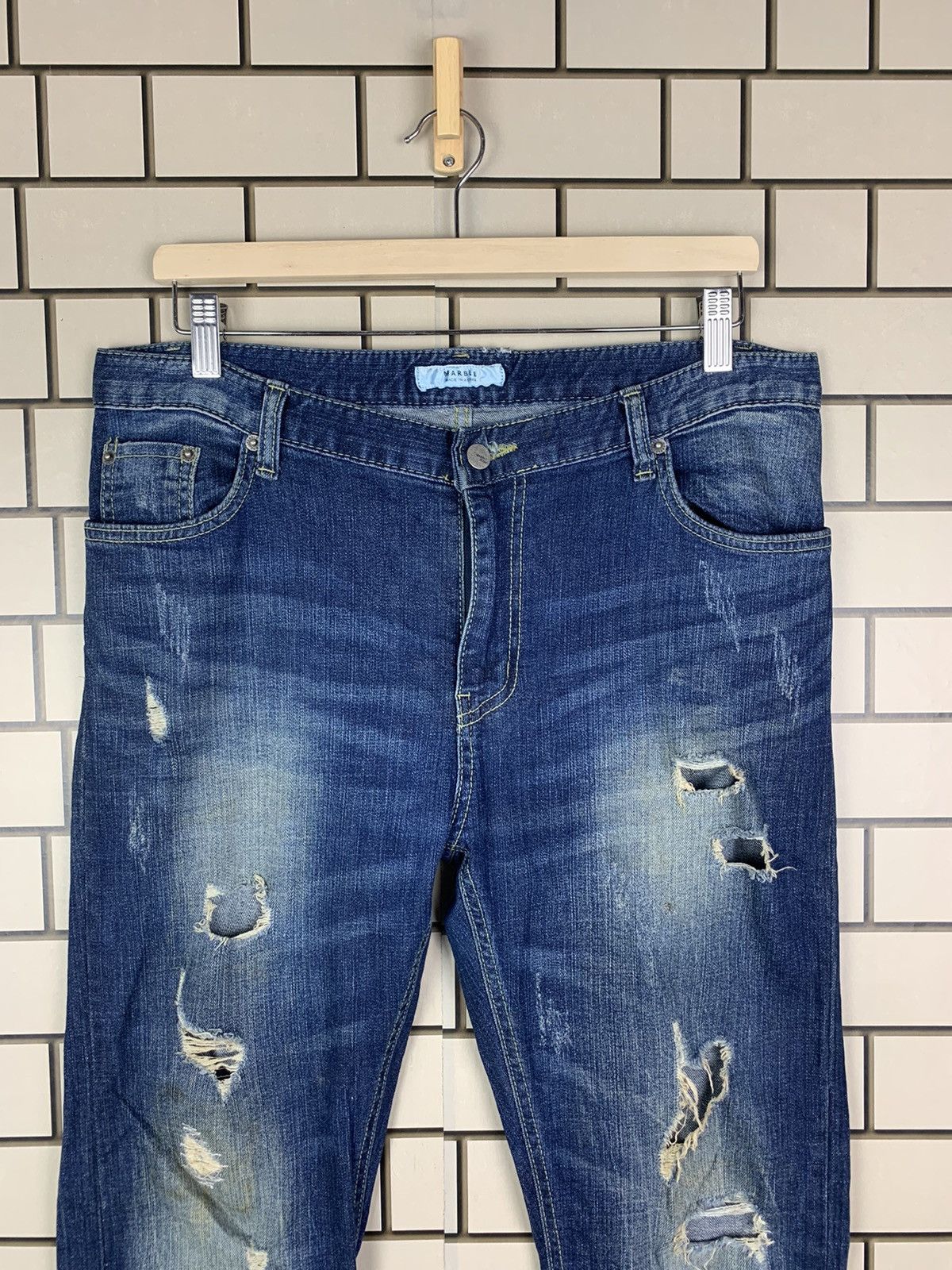 If Six Was Nine × Japanese Brand Japanese Brand Marble Distressed Denim Size US 34 / EU 50 - 2 Thumbnail