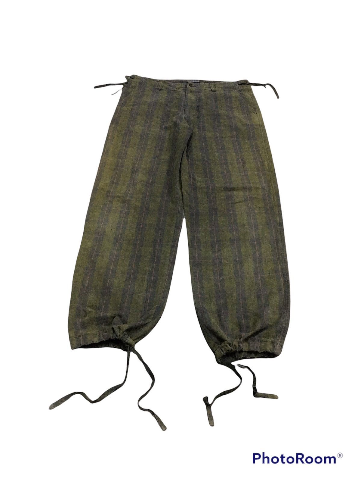 Vintage Vintage Trousers Pants Drawstring Thrashed Faded Green Size US 34 / EU 50 - 3 Thumbnail