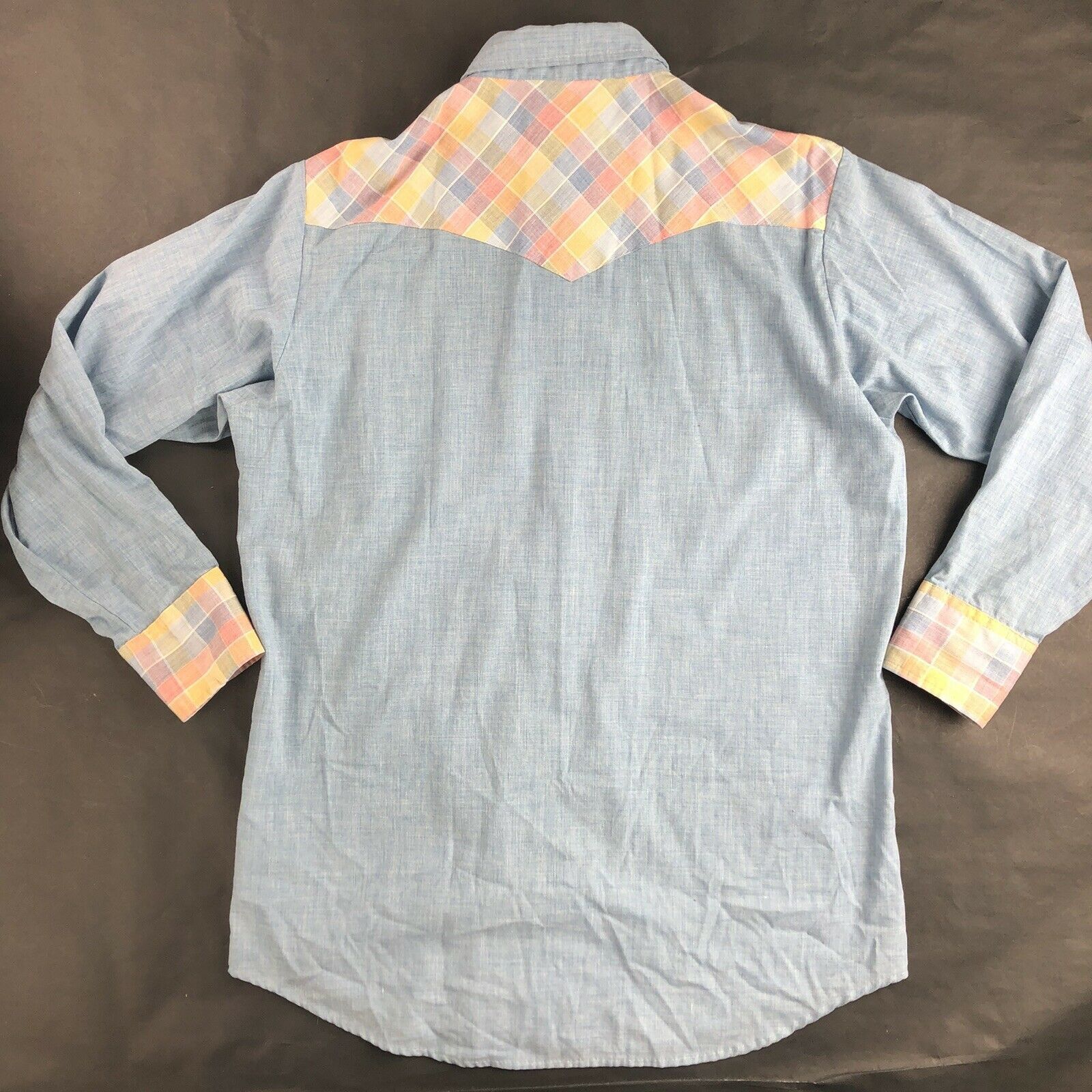 Lee × Vintage Vintage 70s 80s Lee Western Chambray Pearl Snap Shirt Size US L / EU 52-54 / 3 - 5 Thumbnail